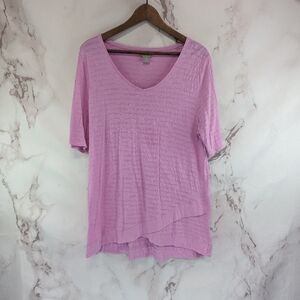 Chicos T Shirt Women 3 XL Pink Ultimate Tee Short Sleeve Layered Tunic Scoop V